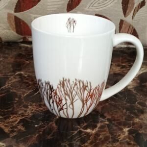 CROFTON White Bone China 16 oz Coffee Mug Bare Black Trees Design HTF